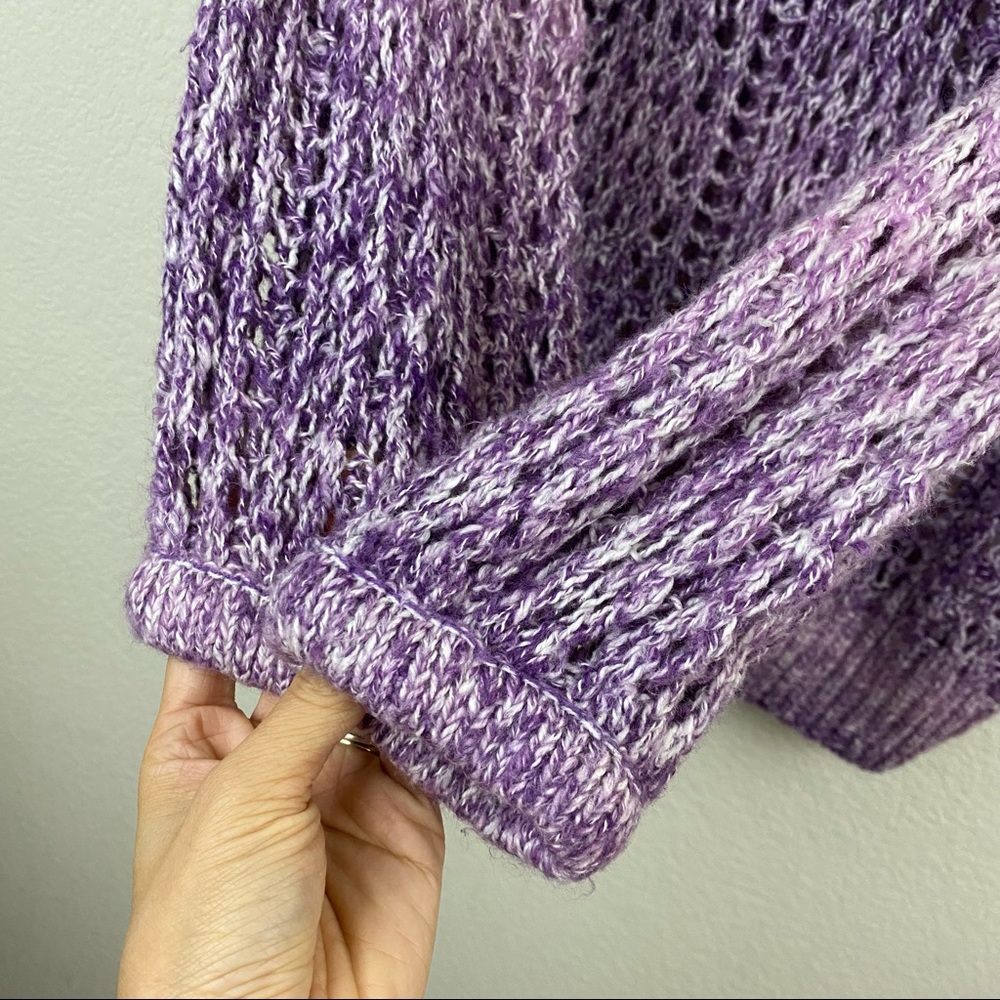 NEW YORK COMPANY NYC Purple Ombre Sweater XL Open Knit Eyelet Lightweight F83 - Picture 7 of 9